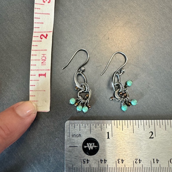 Silpada Earrings W1536 Sterling Double Circle Howlite & Bronze Seed Chandelier - Picture 4 of 5